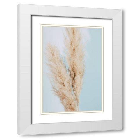 Pampas Grass Blue 02 White Modern Wood Framed Art Print with Double Matting by 1x Studio III