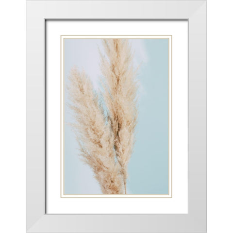 Pampas Grass Blue 02 White Modern Wood Framed Art Print with Double Matting by 1x Studio III