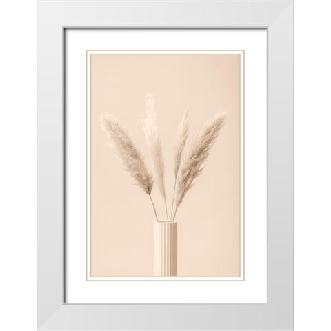 Pampas Grass Beige 09 White Modern Wood Framed Art Print with Double Matting by 1x Studio III