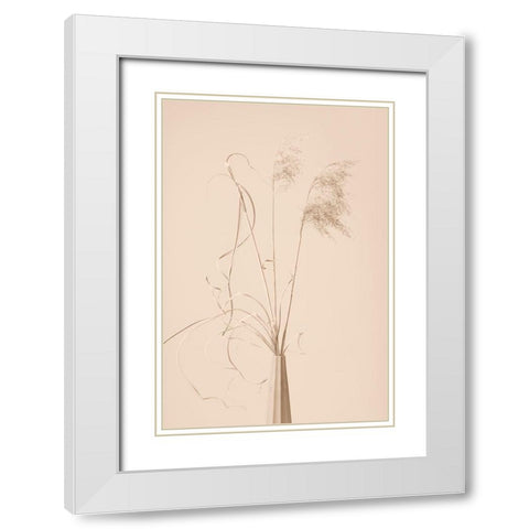 Dried Grass Vase Beige White Modern Wood Framed Art Print with Double Matting by 1x Studio III