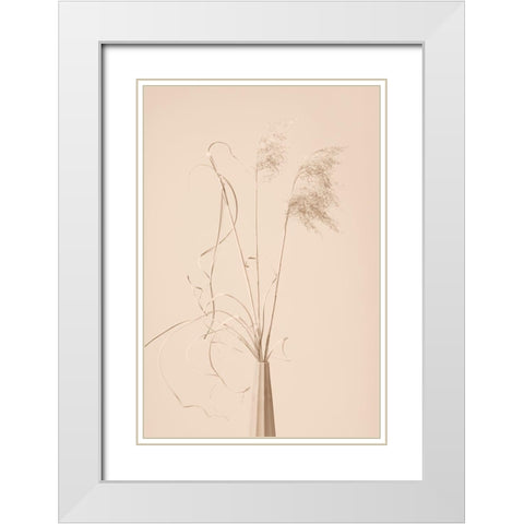 Dried Grass Vase Beige White Modern Wood Framed Art Print with Double Matting by 1x Studio III