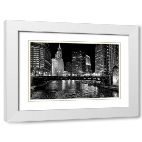 Chicago River White Modern Wood Framed Art Print with Double Matting by Lewis, Jeff