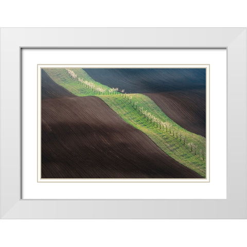 From Left To Right White Modern Wood Framed Art Print with Double Matting by Kovar, Petr