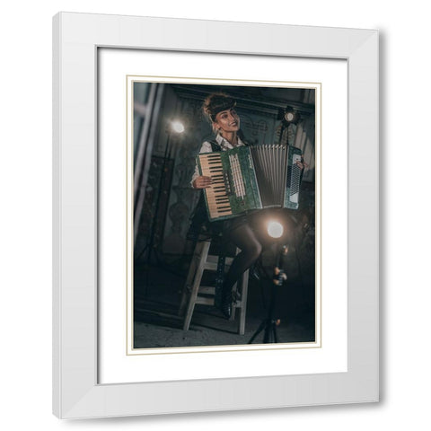 Moulin Rouge! White Modern Wood Framed Art Print with Double Matting by Behzadi, Amir