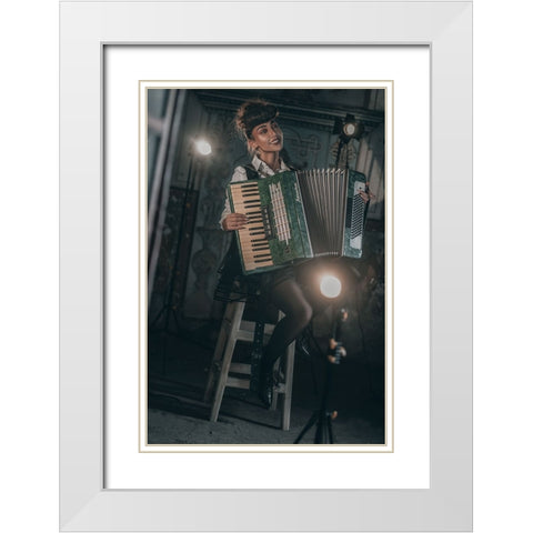 Moulin Rouge! White Modern Wood Framed Art Print with Double Matting by Behzadi, Amir