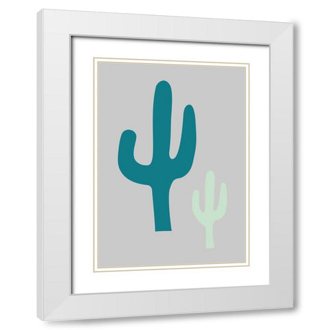 Cactus Grey White Modern Wood Framed Art Print with Double Matting by 1x Studio II