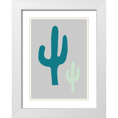 Cactus Grey White Modern Wood Framed Art Print with Double Matting by 1x Studio II