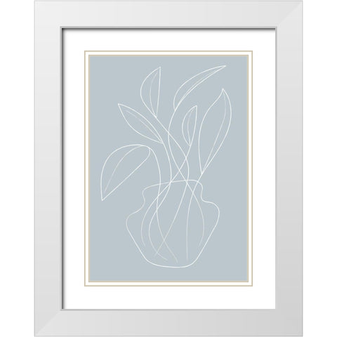 Vase Lines White Modern Wood Framed Art Print with Double Matting by 1x Studio II