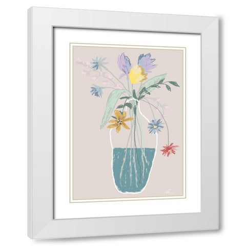 Flower Bouquet White Modern Wood Framed Art Print with Double Matting by 1x Studio II