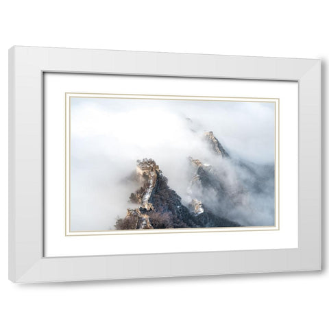Cloud Over The Greatwall White Modern Wood Framed Art Print with Double Matting by Lee, Stanley