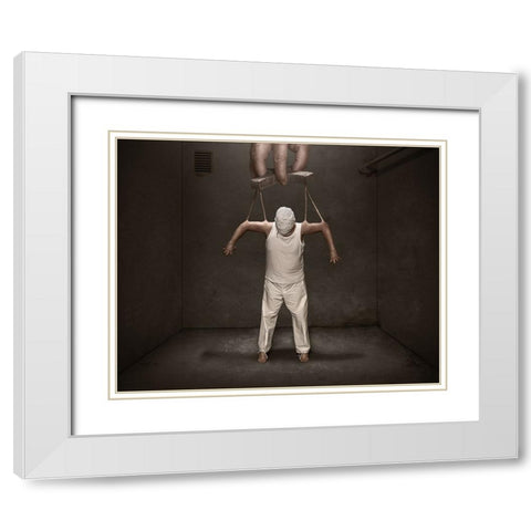 Puppet Master White Modern Wood Framed Art Print with Double Matting by Damsten, Petri