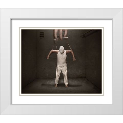 Puppet Master White Modern Wood Framed Art Print with Double Matting by Damsten, Petri