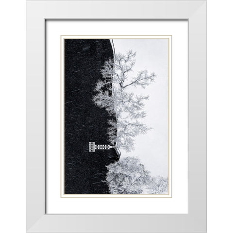 Lake Shore Under Snow Storm White Modern Wood Framed Art Print with Double Matting by Xu, Mei
