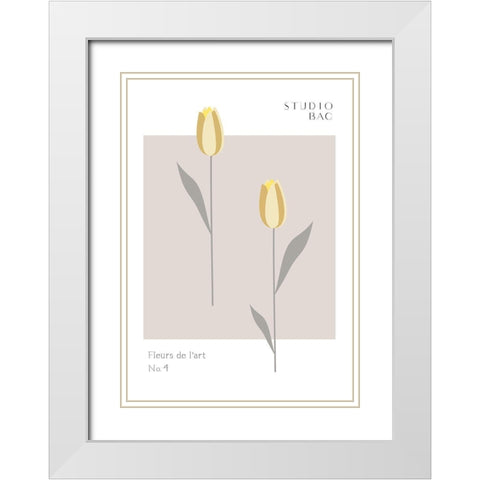 Tulips Studio Bac White Modern Wood Framed Art Print with Double Matting by 1x Studio II