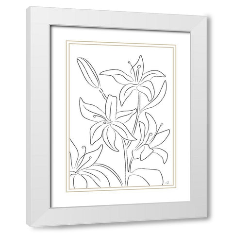 Lillies No 02 White Modern Wood Framed Art Print with Double Matting by 1x Studio II