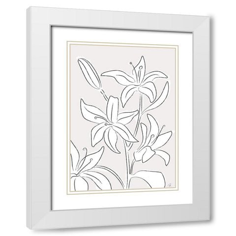 Lillies No 03 White Modern Wood Framed Art Print with Double Matting by 1x Studio II