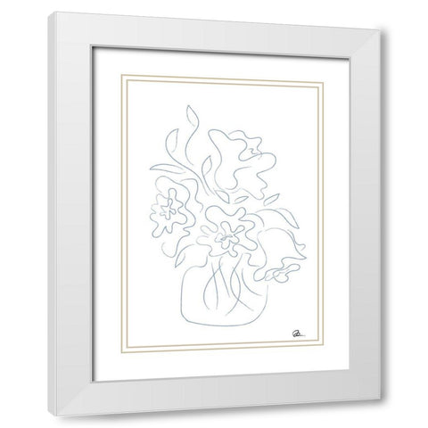 Flower Bouquet Sketch White Modern Wood Framed Art Print with Double Matting by 1x Studio II