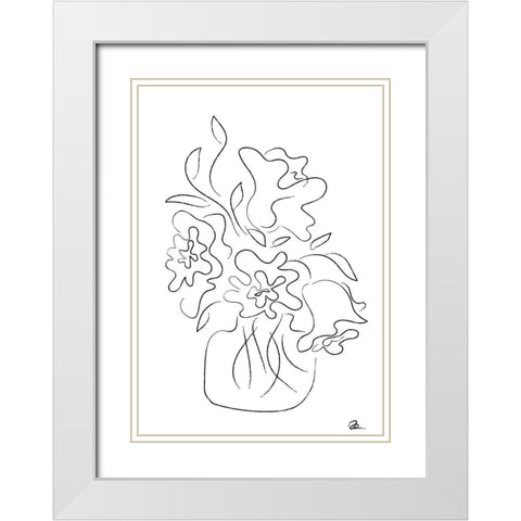 Flower Bouquet White White Modern Wood Framed Art Print with Double Matting by 1x Studio II