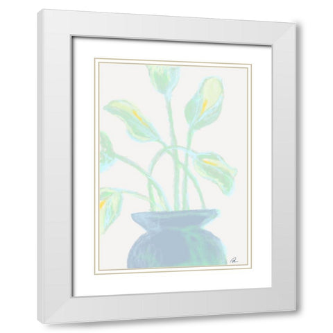 Flowers Mint White Modern Wood Framed Art Print with Double Matting by 1x Studio II