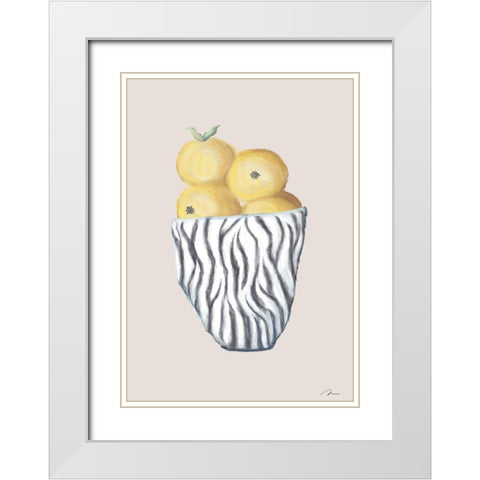 Zebra Bowl White Modern Wood Framed Art Print with Double Matting by 1x Studio II