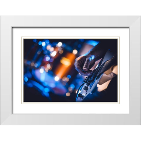 Music White Modern Wood Framed Art Print with Double Matting by Ajkabajka