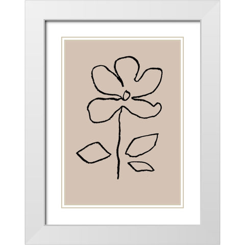 Oil Pastel Flower Black White Modern Wood Framed Art Print with Double Matting by 1x Studio