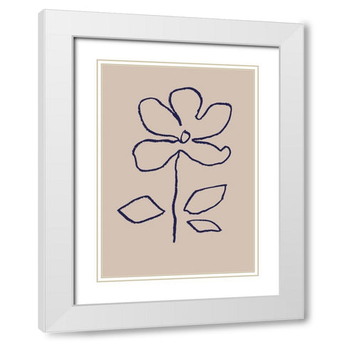 Oil Pastel Flower Blue White Modern Wood Framed Art Print with Double Matting by 1x Studio