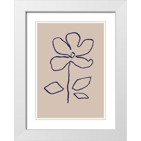 Oil Pastel Flower Blue White Modern Wood Framed Art Print with Double Matting by 1x Studio