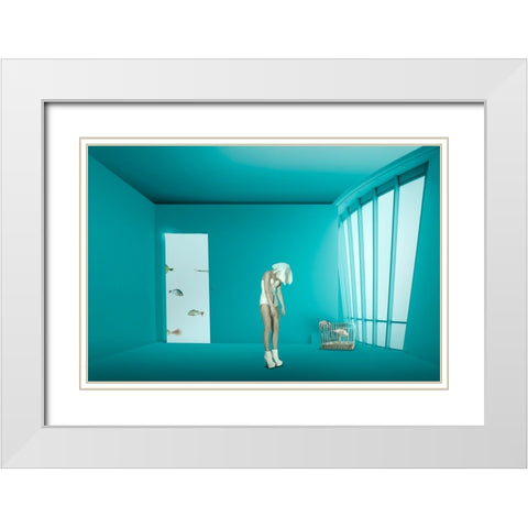 Caging White Modern Wood Framed Art Print with Double Matting by von Diepenbroek, Christine