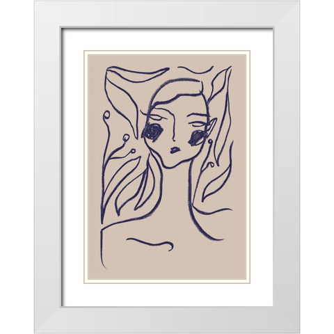 Gaia Blue White Modern Wood Framed Art Print with Double Matting by 1x Studio