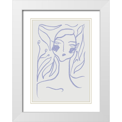 Gaia Lilac White Modern Wood Framed Art Print with Double Matting by 1x Studio