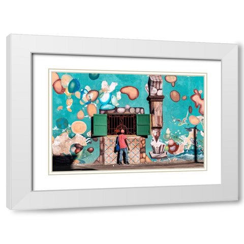 Getting Something To Drink White Modern Wood Framed Art Print with Double Matting by Bauer, Andreas