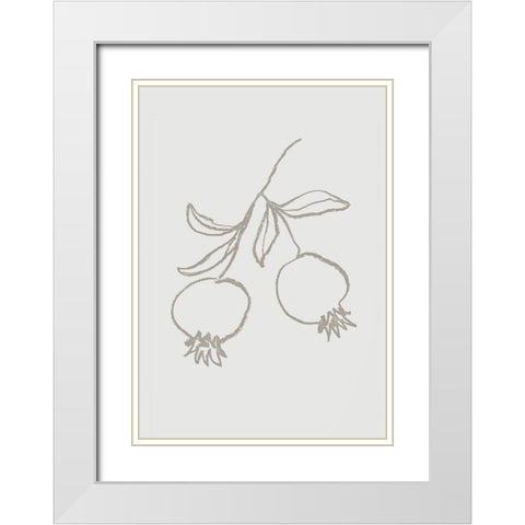 Pomegranate Green White Modern Wood Framed Art Print with Double Matting by 1x Studio