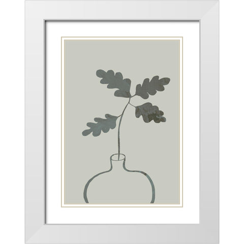 Green Oak Plant White Modern Wood Framed Art Print with Double Matting by 1x Studio