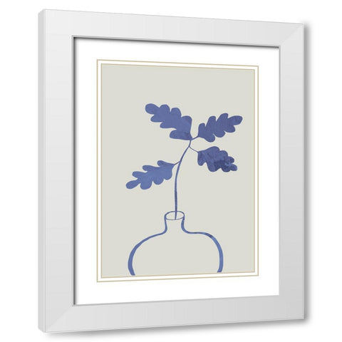 Blue Oak Plant White Modern Wood Framed Art Print with Double Matting by 1x Studio