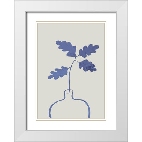 Blue Oak Plant White Modern Wood Framed Art Print with Double Matting by 1x Studio