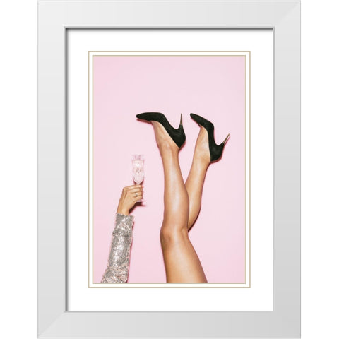 Cheers Disco Heels White Modern Wood Framed Art Print with Double Matting by 1x Studio III