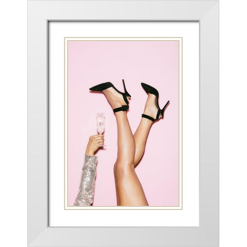 Cheers Disco White Modern Wood Framed Art Print with Double Matting by 1x Studio III