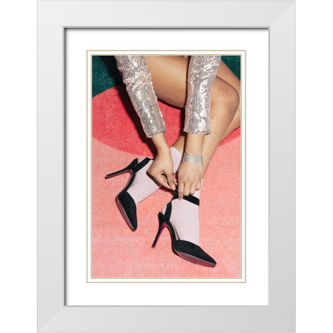 Getting Ready Pink White Modern Wood Framed Art Print with Double Matting by 1x Studio III