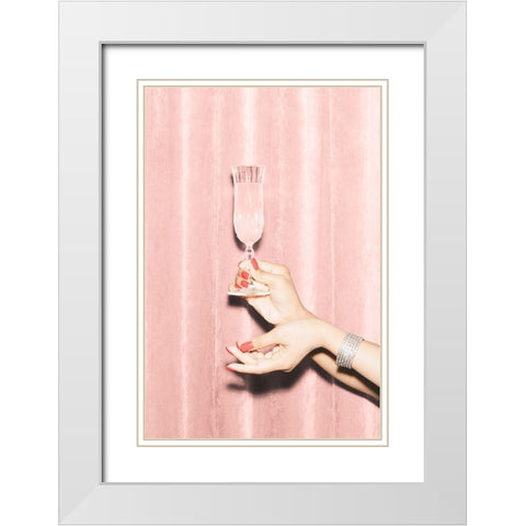 Heres To Pink 01 White Modern Wood Framed Art Print with Double Matting by 1x Studio III