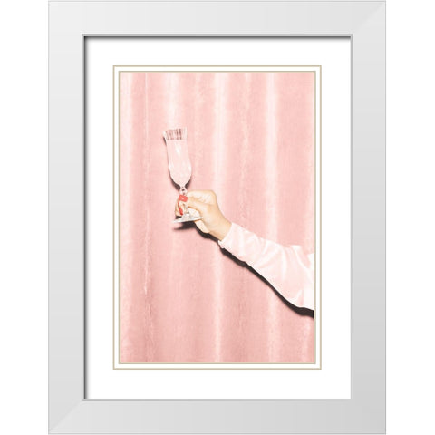 Heres To Pink 02 White Modern Wood Framed Art Print with Double Matting by 1x Studio III
