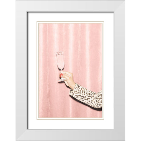 Heres To Pink 04 White Modern Wood Framed Art Print with Double Matting by 1x Studio III