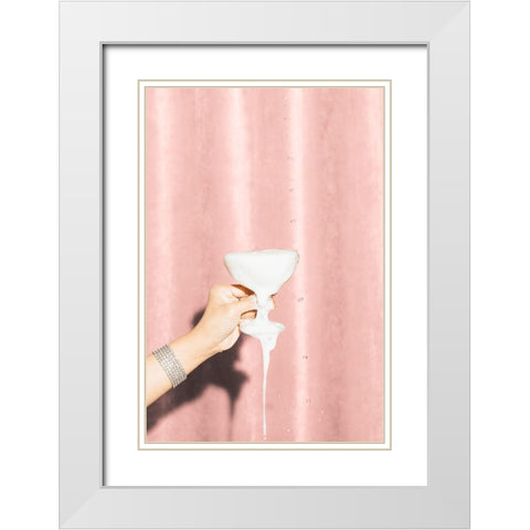 Heres To Pink 05 White Modern Wood Framed Art Print with Double Matting by 1x Studio III
