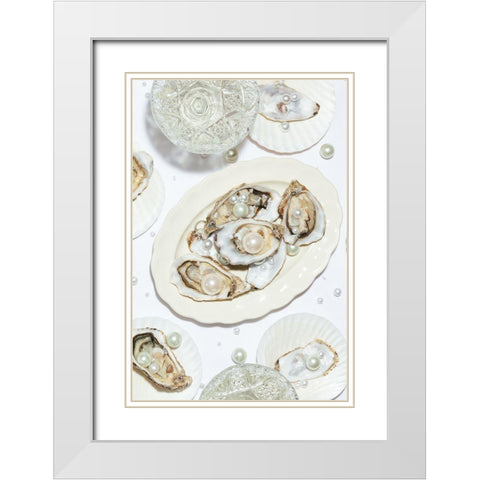 Oysters a Pearls No 03 White Modern Wood Framed Art Print with Double Matting by 1x Studio III