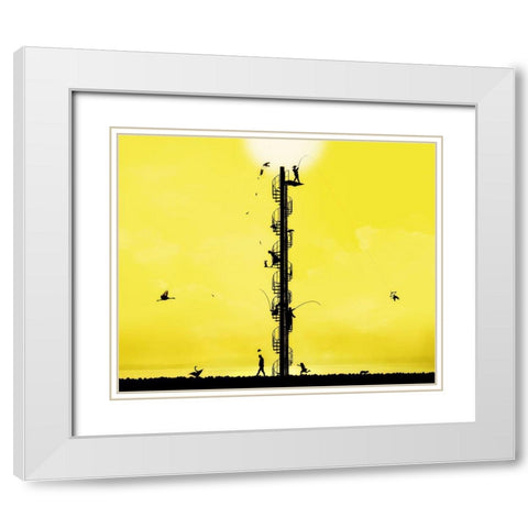 Slapstick Drama White Modern Wood Framed Art Print with Double Matting by Kazutoshikawakami