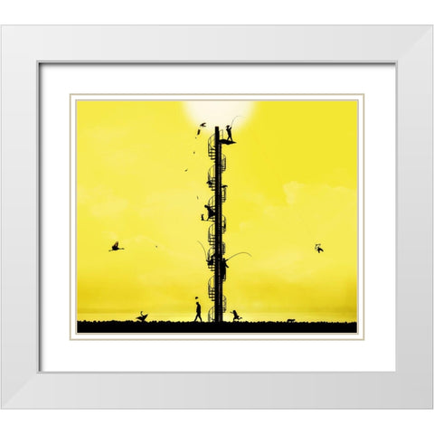 Slapstick Drama White Modern Wood Framed Art Print with Double Matting by Kazutoshikawakami