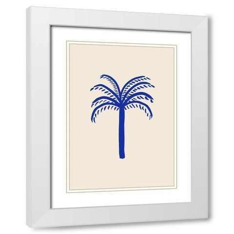 Blue Palm White Modern Wood Framed Art Print with Double Matting by 1x Studio