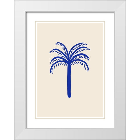Blue Palm White Modern Wood Framed Art Print with Double Matting by 1x Studio