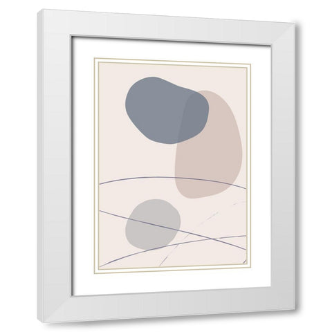 New Shapes Blue No 3 White Modern Wood Framed Art Print with Double Matting by 1x Studio