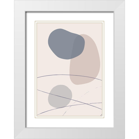 New Shapes Blue No 3 White Modern Wood Framed Art Print with Double Matting by 1x Studio